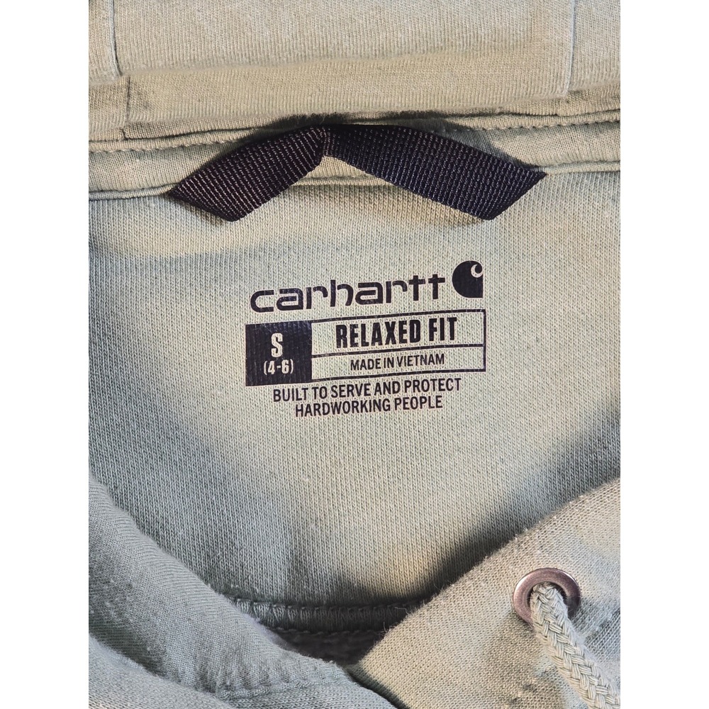 Carhartt Womens Relaxed Fit Graphic Sleeve Hoodie Sage Green TS0288-W Small - Picture 3 of 9